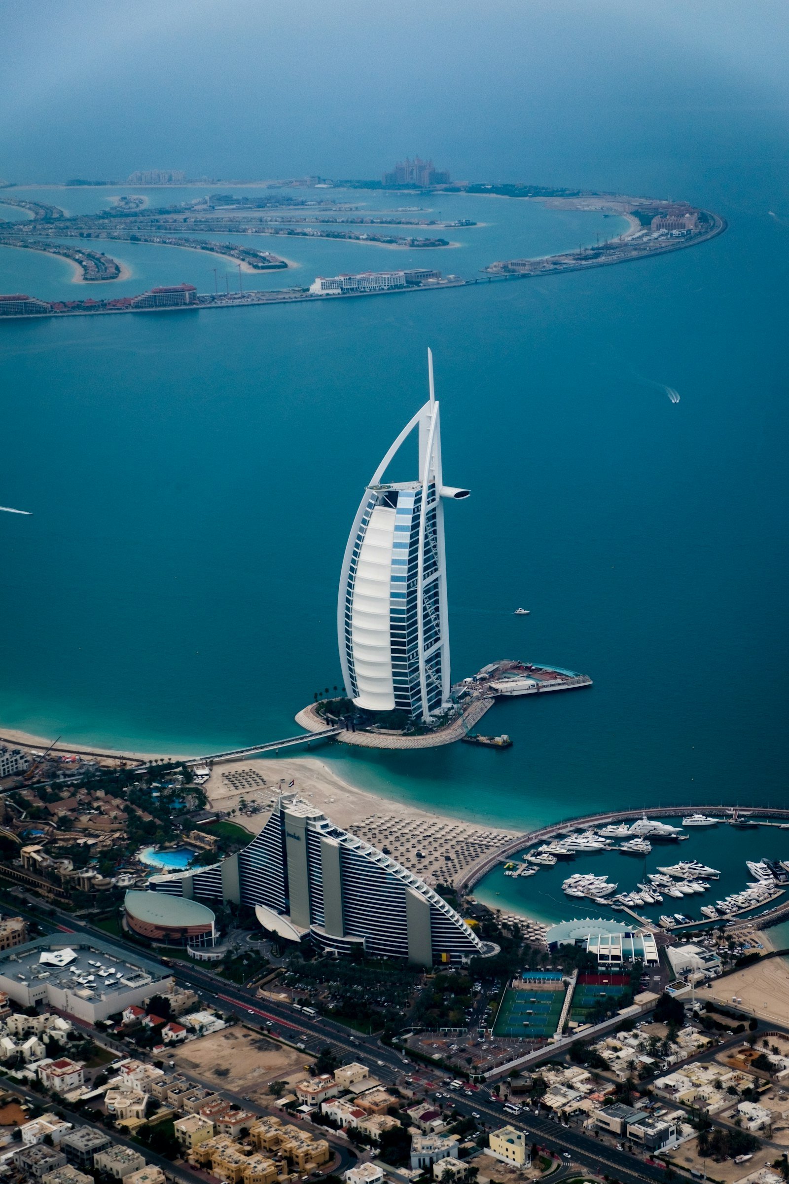 Aerial view of Dubai coastline